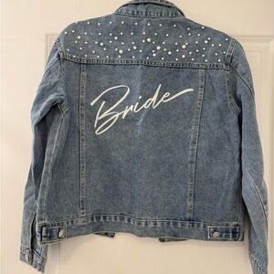 Blue Denim Bride Jacket with Pearl Accents